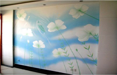  洛川画墙绘怎么画好白云的蓬松感？