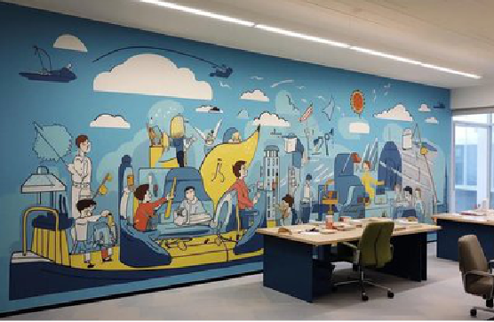  洛川办公室墙绘的特点。