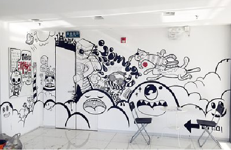  洛川手绘墙并非传统涂鸦。